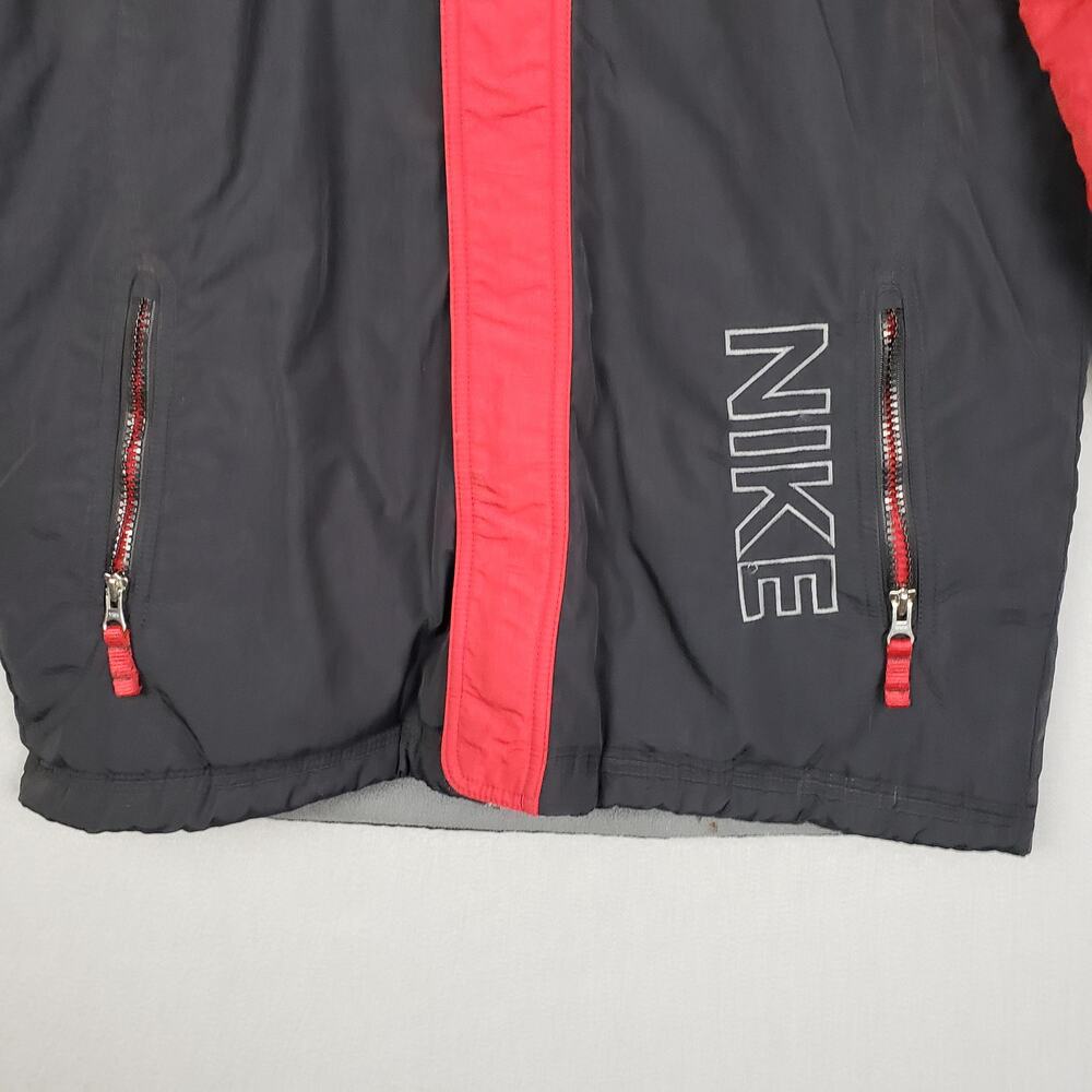 Vintage Nike Youth Size L Reversible Jacket Black Red Colorblock Sporty Winter - Picture 3 of 9